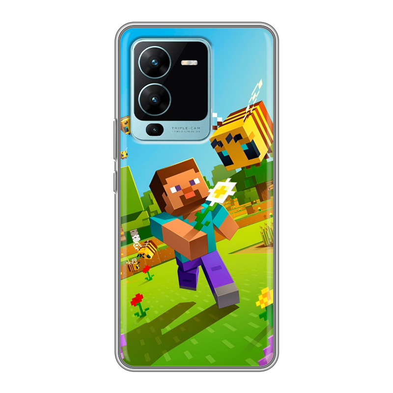 Силиконовый противоударный чехол на Vivo V25 Pro с принтом Майнкрафт Minecraft Силиконовый противоударный чехол на Vivo V25 Pro с принтом Майнкрафт Minecraft