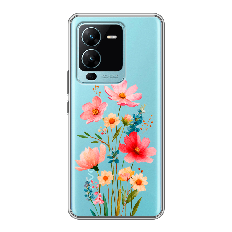 Силиконовый чехол на Vivo V25 Pro с принтом Цветы Силиконовый чехол на Vivo V25 Pro с принтом Цветы