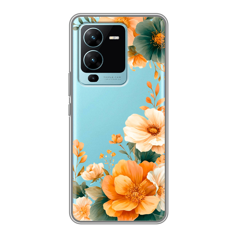 Силиконовый чехол на Vivo V25 Pro с принтом Цветы принт Силиконовый чехол на Vivo V25 Pro с принтом Цветы принт