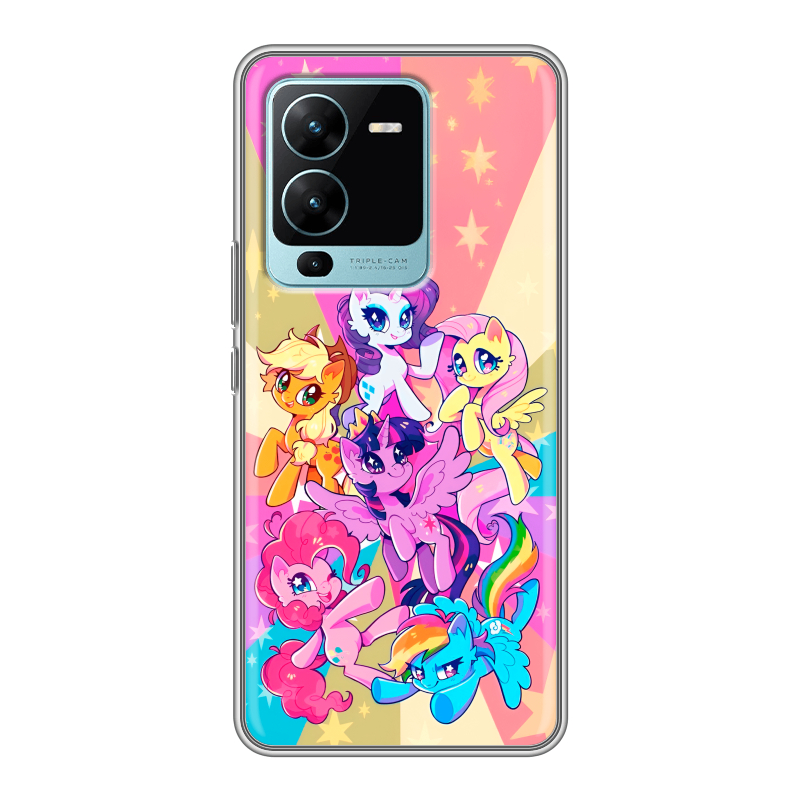 Силиконовый противоударный чехол на Vivo V25 Pro с принтом My little pony Дружба чудо Силиконовый противоударный чехол на Vivo V25 Pro с принтом My little pony Дружба чудо