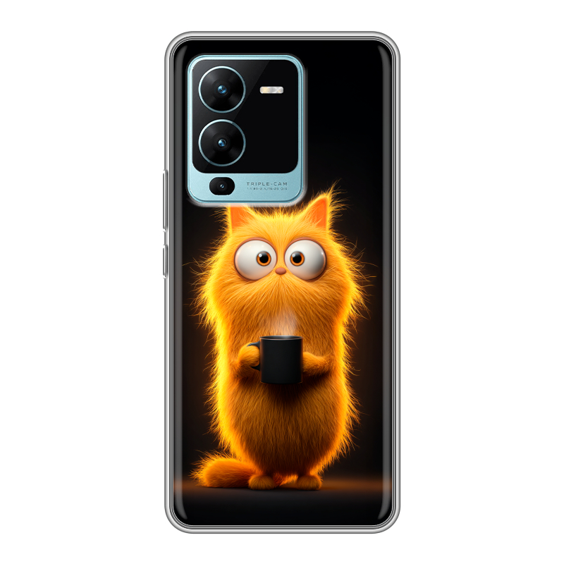 Силиконовый противоударный чехол на Vivo V25 Pro с принтом Смешной кот Силиконовый противоударный чехол на Vivo V25 Pro с принтом Смешной кот