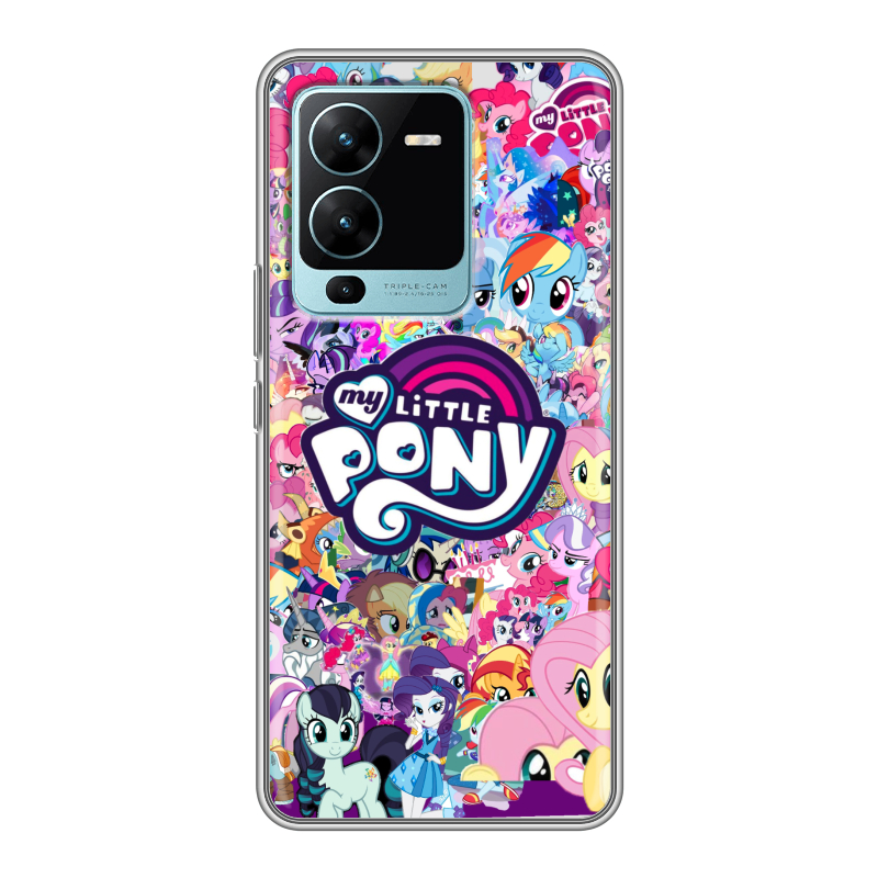 Силиконовый чехол на Vivo V25 Pro с принтом My little pony Дружба чудо Силиконовый чехол на Vivo V25 Pro с принтом My little pony Дружба чудо