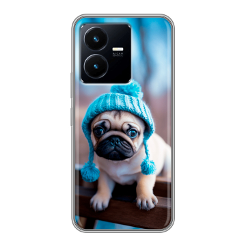 Силиконовый чехол на Vivo Y22 с принтом Мопс в шапке