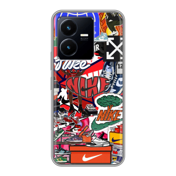 Силиконовый чехол на Vivo Y22 с принтом Найк Nike яркий