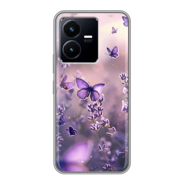 Силиконовый чехол на Vivo Y22 с принтом бабочки и лаванда