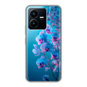 Силиконовый чехол на Vivo Y22 с принтом голубые орхидеи