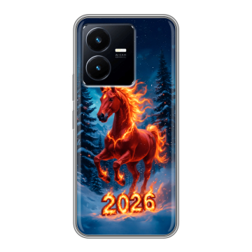 Силиконовый чехол на Vivo Y22 с принтом Новый год коня Силиконовый чехол на Vivo Y22 с принтом Новый год коня