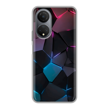 Силиконовый чехол на Huawei Honor X7 с принтом Геометрия неона