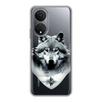 Силиконовый чехол на Huawei Honor X7 с принтом Волк в лесу