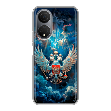 Силиконовый чехол на Huawei Honor X7 с принтом Герб флаг России