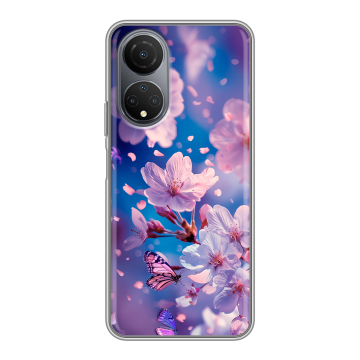 Силиконовый чехол на Huawei Honor X7 с принтом цветы бабочки