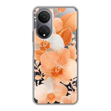 Силиконовый чехол на Huawei Honor X7 с принтом Бежевые цветы