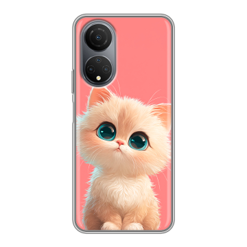 Силиконовый чехол на Huawei Honor X7 с принтом Розовый котенок