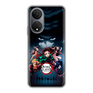 Силиконовый чехол на Huawei Honor X7 с принтом Demon Slayer Клинок рассекающий демонов