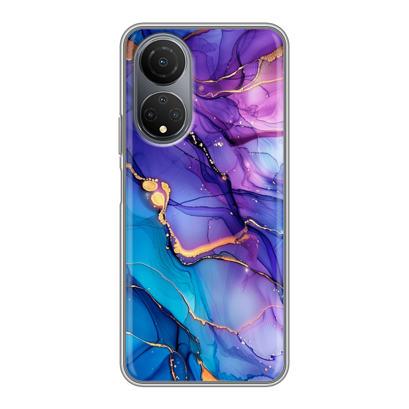 Силиконовый чехол на Huawei Honor X7 с принтом синий мрамор Силиконовый чехол на Huawei Honor X7 с принтом синий мрамор