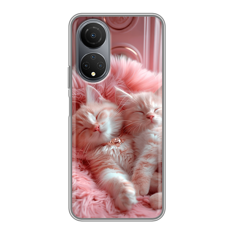 Силиконовый противоударный чехол на Huawei Honor X7 с принтом котята котики Силиконовый противоударный чехол на Huawei Honor X7 с принтом котята котики