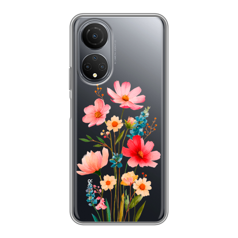Силиконовый противоударный чехол на Huawei Honor X7 с принтом Цветы Силиконовый противоударный чехол на Huawei Honor X7 с принтом Цветы