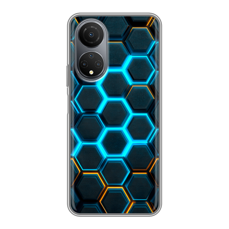 Силиконовый чехол на Huawei Honor X7 с принтом Неоновые соты Силиконовый чехол на Huawei Honor X7 с принтом Неоновые соты