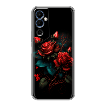 Силиконовый чехол на Tecno Pova Neo 2 с принтом Розы красные Силиконовый чехол на Tecno Pova Neo 2 с принтом Розы красные