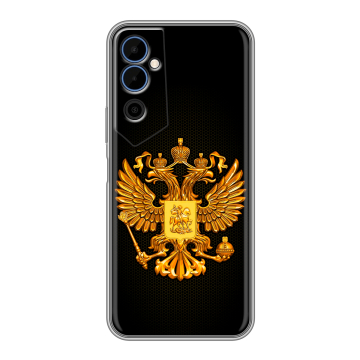 Силиконовый чехол на Tecno Pova Neo 2 с принтом Герб России желтый Силиконовый чехол на Tecno Pova Neo 2 с принтом Герб России желтый