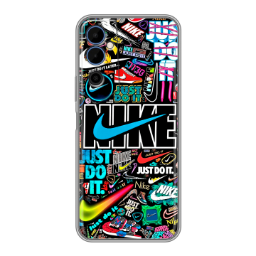 Силиконовый чехол на Tecno Pova Neo 2 с принтом найк nike черный
