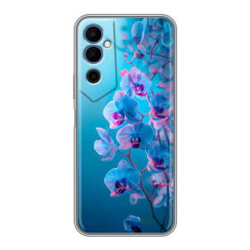 Силиконовый чехол на Tecno Pova Neo 2 с принтом голубые орхидеи