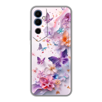 Силиконовый чехол на Tecno Pova Neo 2 с принтом цветы бабочки
