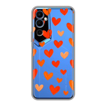 Силиконовый чехол на Tecno Pova Neo 2 с принтом Сердечки