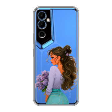 Силиконовый чехол на Tecno Pova Neo 2 с принтом девушка цветы