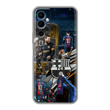 Силиконовый чехол на Tecno Pova Neo 2 с принтом Messi Barcelona Силиконовый чехол на Tecno Pova Neo 2 с принтом Messi Barcelona