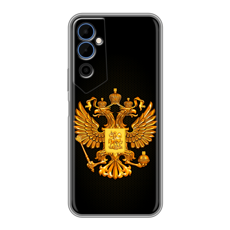 Силиконовый чехол на Tecno Pova Neo 2 с принтом Герб России желтый Силиконовый чехол на Tecno Pova Neo 2 с принтом Герб России желтый