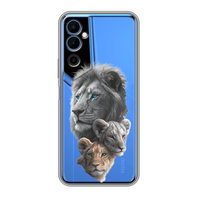 Силиконовый чехол на Tecno Pova Neo 2 с принтом Львы Силиконовый чехол на Tecno Pova Neo 2 с принтом Львы