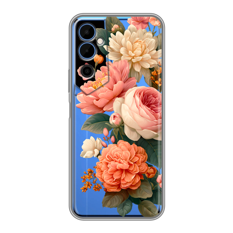Силиконовый чехол на Tecno Pova Neo 2 с принтом цветы Силиконовый чехол на Tecno Pova Neo 2 с принтом цветы