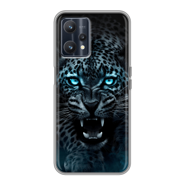 Силиконовый чехол на Realme 9 5G с принтом Темный леопард Силиконовый чехол на Realme 9 5G с принтом Темный леопард