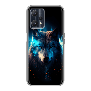 Силиконовый чехол на Realme 9 5G с принтом Волк ночной Силиконовый чехол на Realme 9 5G с принтом Волк ночной