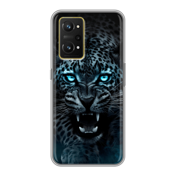 Силиконовый чехол на Realme GT Neo 3T с принтом Темный леопард