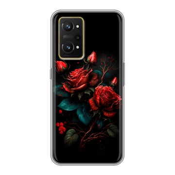 Силиконовый чехол на Realme GT Neo 3T с принтом Розы красные