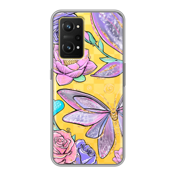 Силиконовый чехол на Realme GT Neo 3T с принтом Бабочки и цветы
