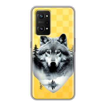 Силиконовый чехол на Realme GT Neo 3T с принтом Волк в лесу