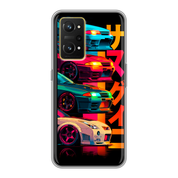 Силиконовый чехол на Realme GT Neo 3T с принтом Гоночные машины