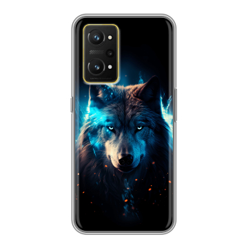Силиконовый чехол на Realme GT Neo 3T с принтом Волк ночной