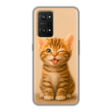 Силиконовый чехол на Realme GT Neo 3T с принтом котенок