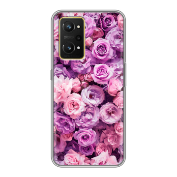 Силиконовый чехол на Realme GT Neo 3T с принтом лавандовые розы Силиконовый чехол на Realme GT Neo 3T с принтом лавандовые розы