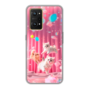 Силиконовый чехол на Realme GT Neo 3T с принтом милые котики Силиконовый чехол на Realme GT Neo 3T с принтом милые котики