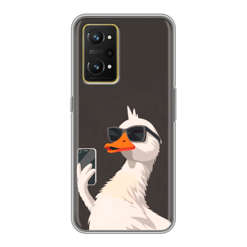 Силиконовый чехол на Realme GT Neo 3T с принтом утка в очках