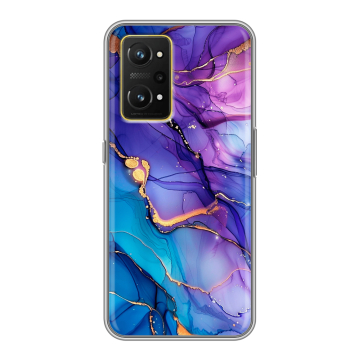 Силиконовый чехол на Realme GT Neo 3T с принтом синий мрамор