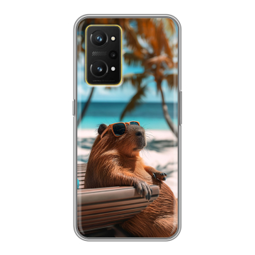 Силиконовый чехол на Realme GT Neo 3T с принтом Капибара