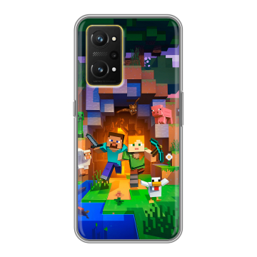 Силиконовый чехол на Realme GT Neo 3T с принтом Майнкрафт Minecraft
