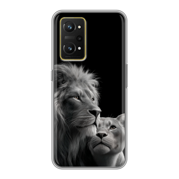 Силиконовый чехол на Realme GT Neo 3T с принтом Лев кошки Силиконовый чехол на Realme GT Neo 3T с принтом Лев кошки