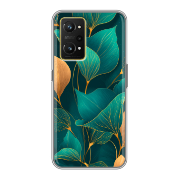 Силиконовый чехол на Realme GT Neo 3T с принтом Листья и золото Силиконовый чехол на Realme GT Neo 3T с принтом Листья и золото